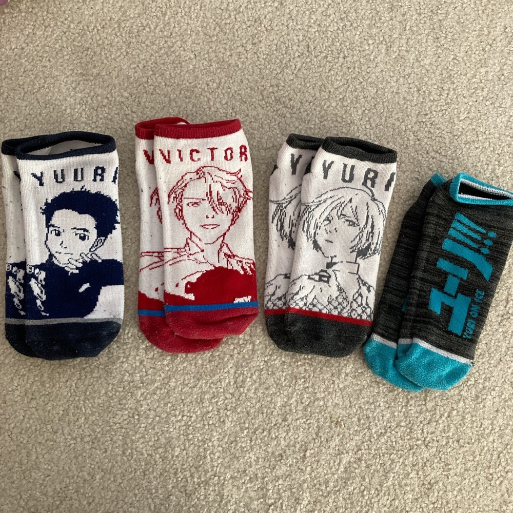 Hot Topic Yuri on Ice Socks - Victor, Yuuri, and Yuri